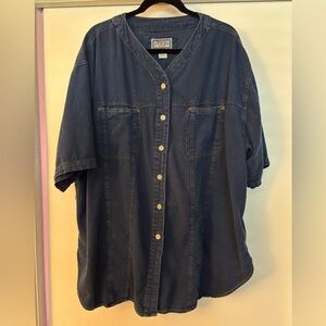 Venezia Plus Size 22W Denim Shirt Jacket Oversized Blue Shacket